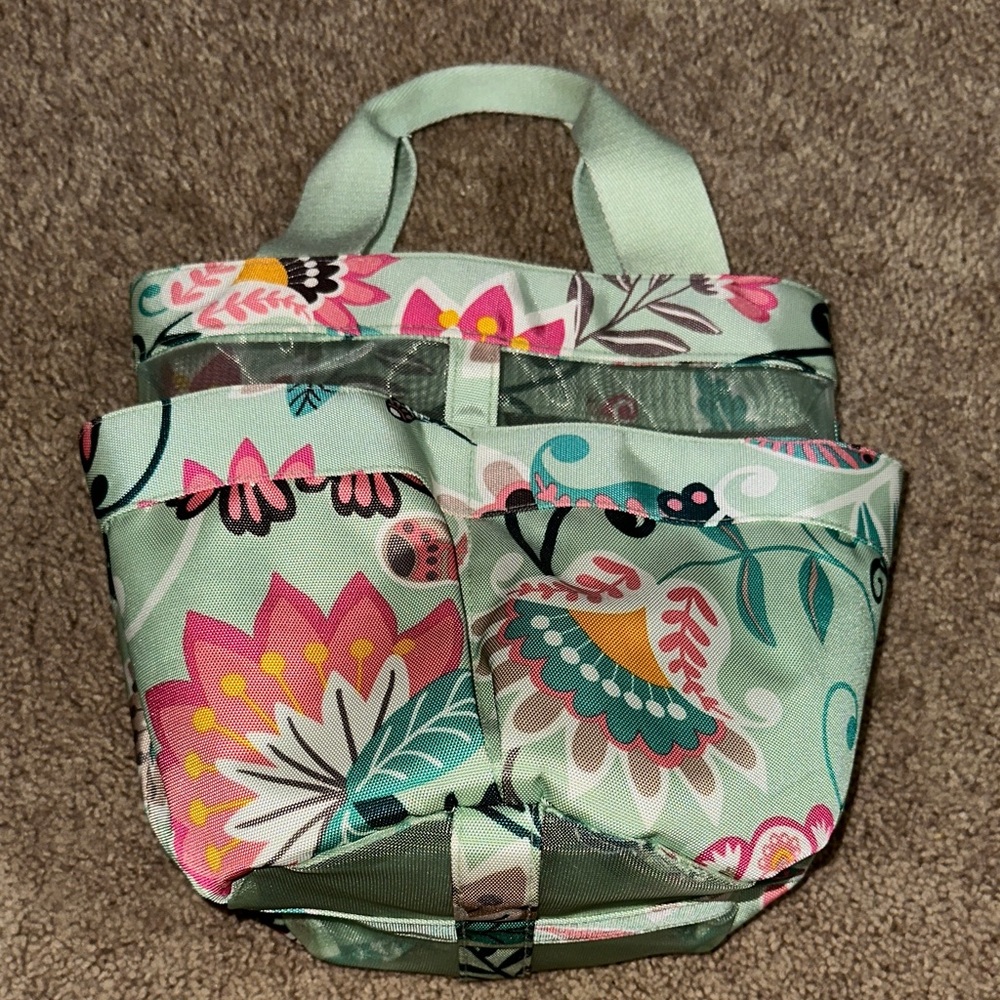 Vera Bradley Women's Shower Caddy Mint Flowers - Picture 2 of 5